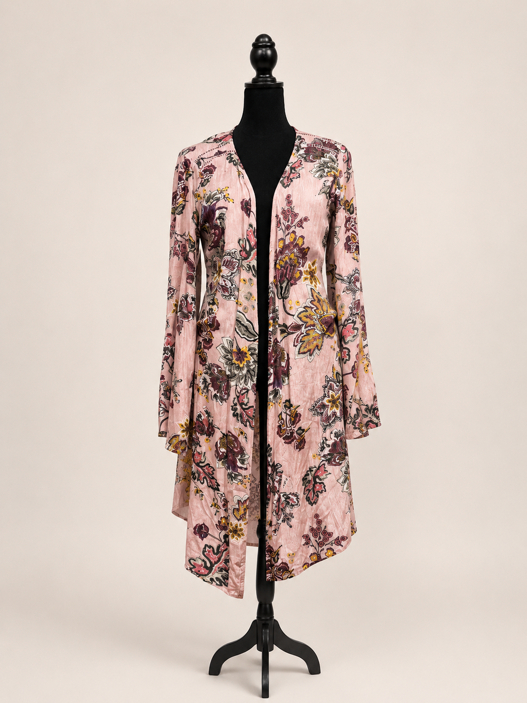 Pink flower cardigan, kimono robe small