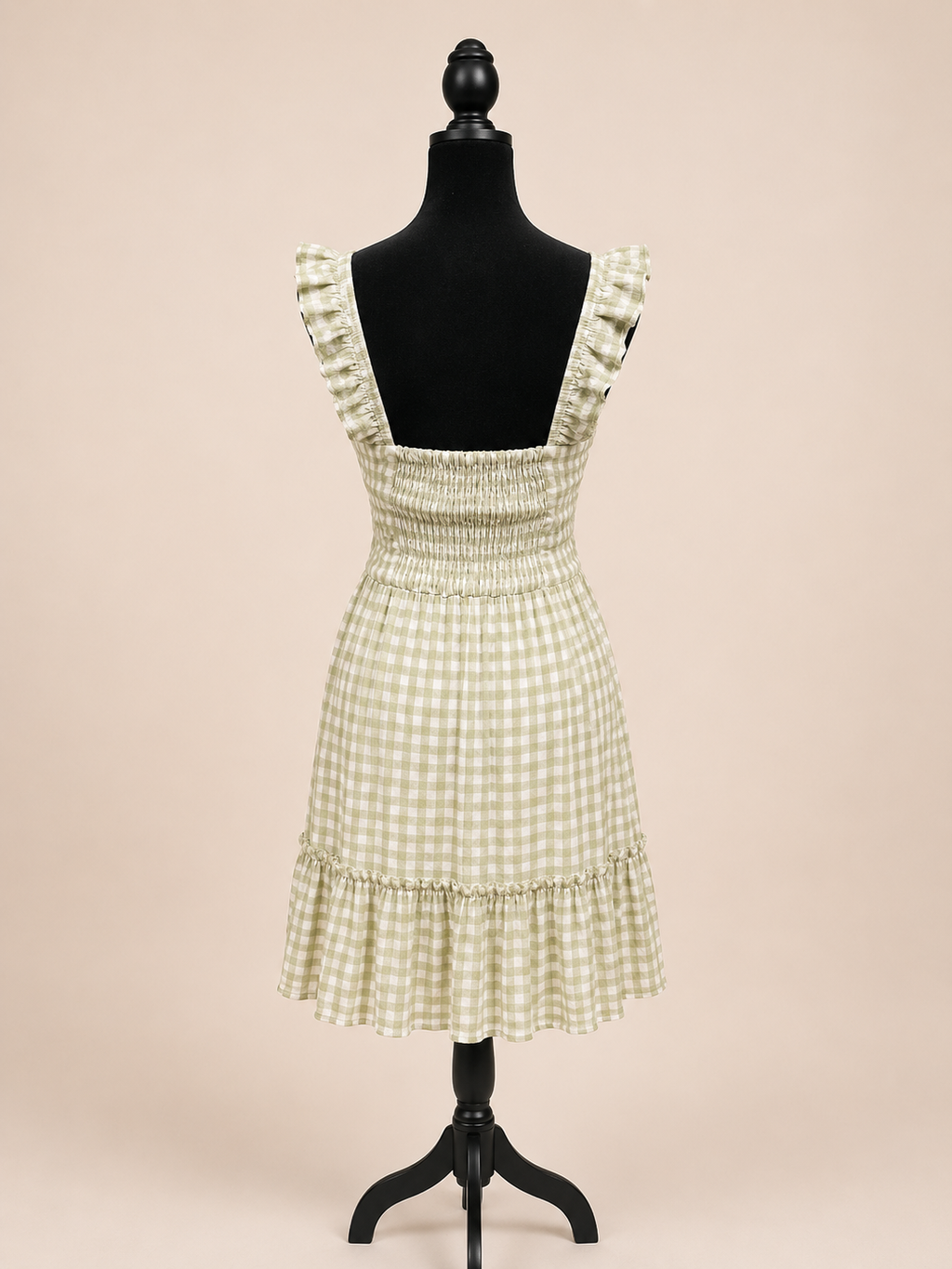 Green checkered dress distressed look, new with tag