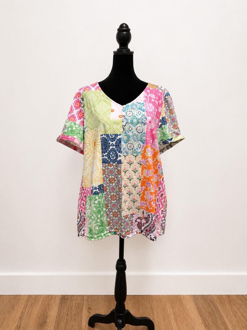 Patchwork inspired T-shirt, extra large