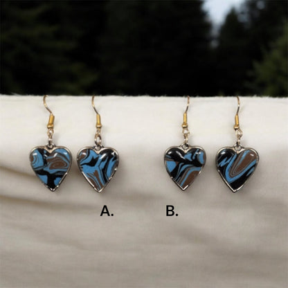 Swirled Heart” Handmade Polymer Clay Earrings