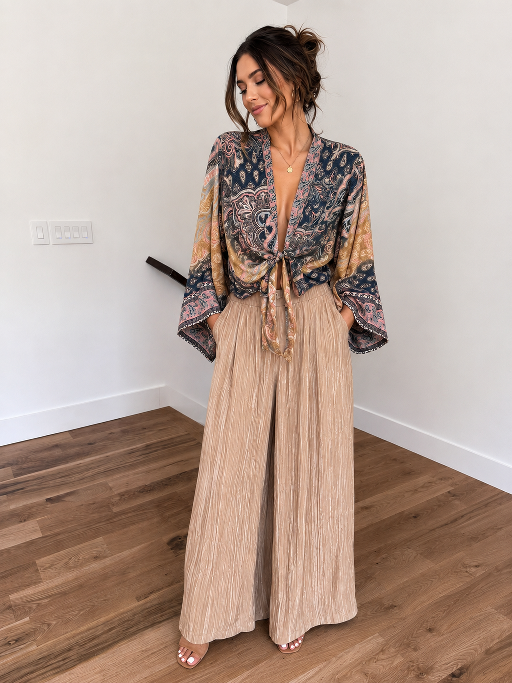 One of a kind European style tie half shirt
