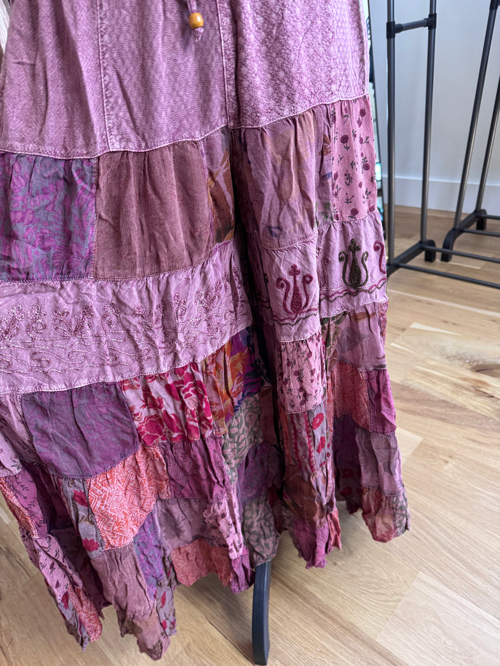 Young Threads - Boho Artisan Tiered Patchwork Wide-Leg Pants