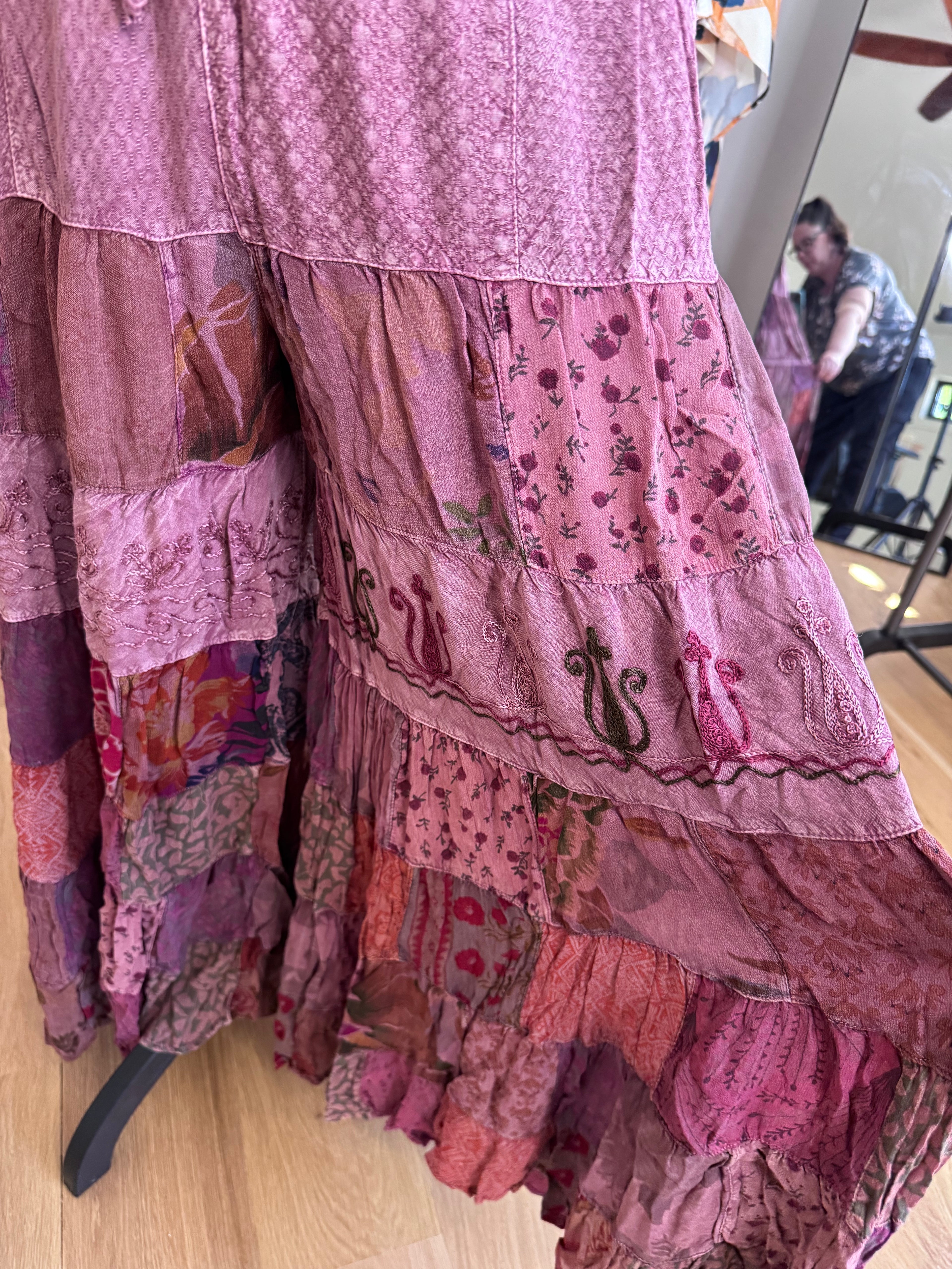 Young Threads - Boho Artisan Tiered Patchwork Wide-Leg Pants