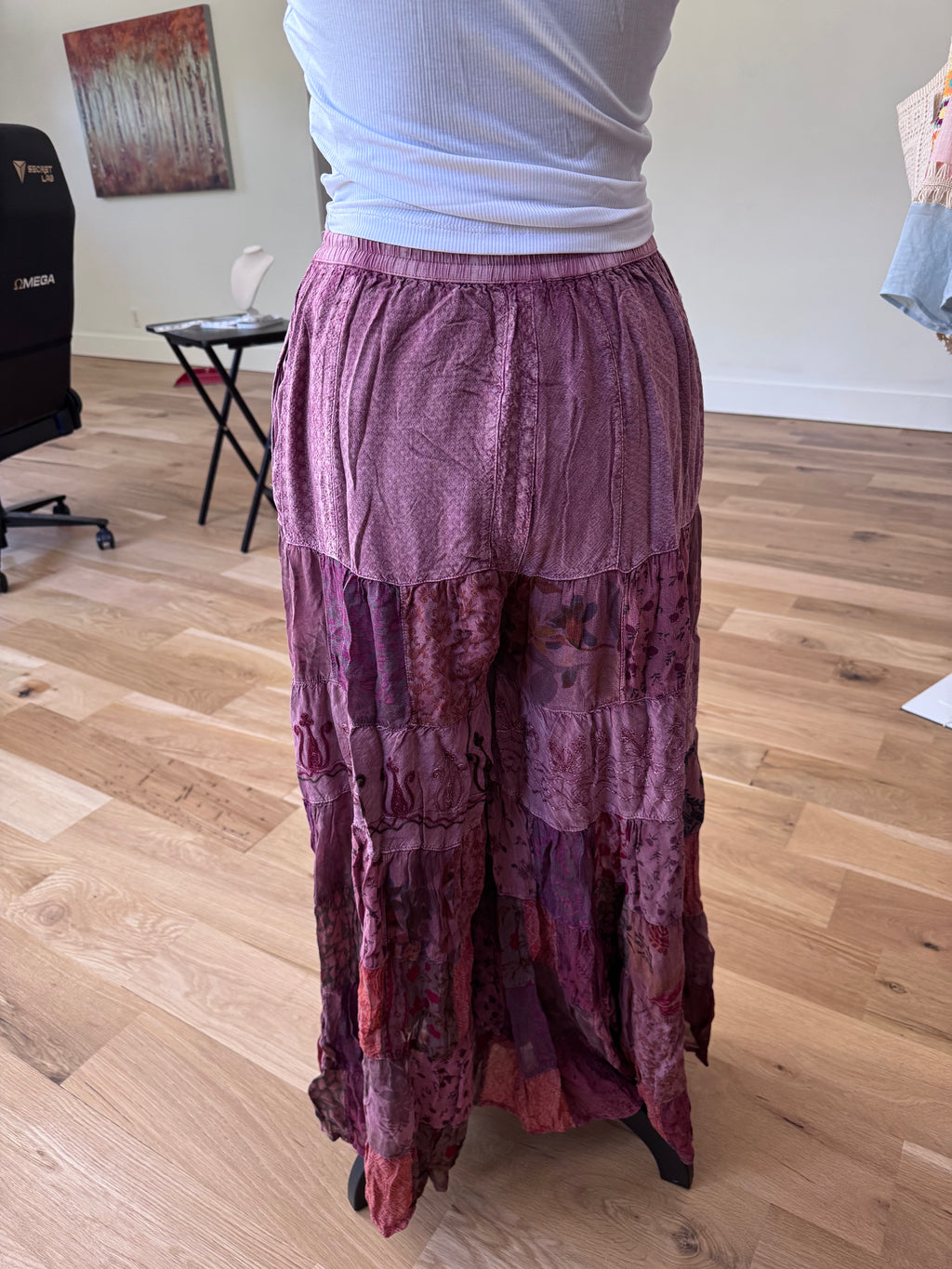Young Threads - Boho Artisan Tiered Patchwork Wide-Leg Pants