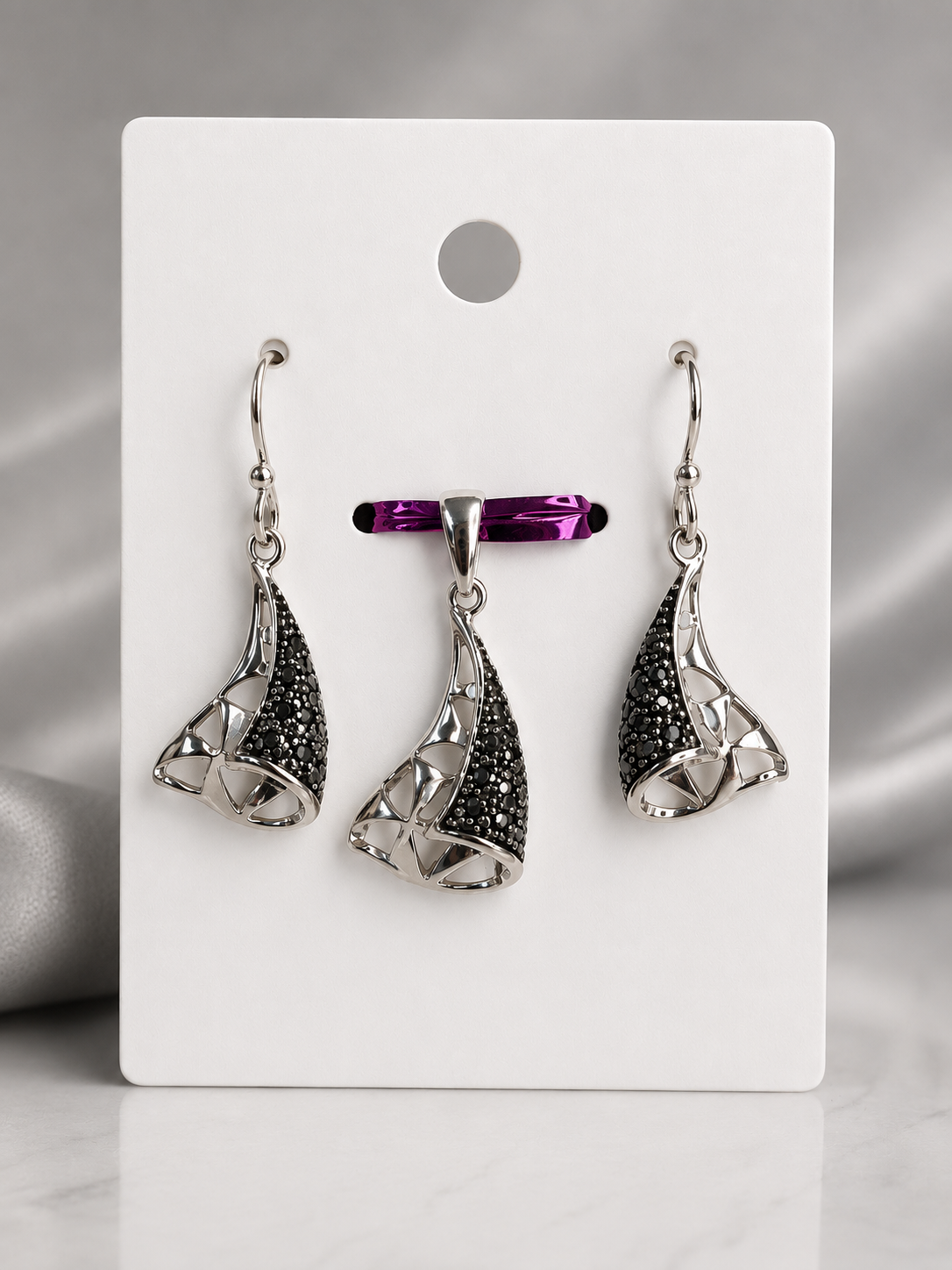 Marcasite .925 Sterling Silver Earrings and Pendant Set