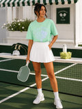 WOMEN'S SHORT SLEEVE SEQUINS GRAPHIC OVERSIZED T-SHIRt. Color-mint