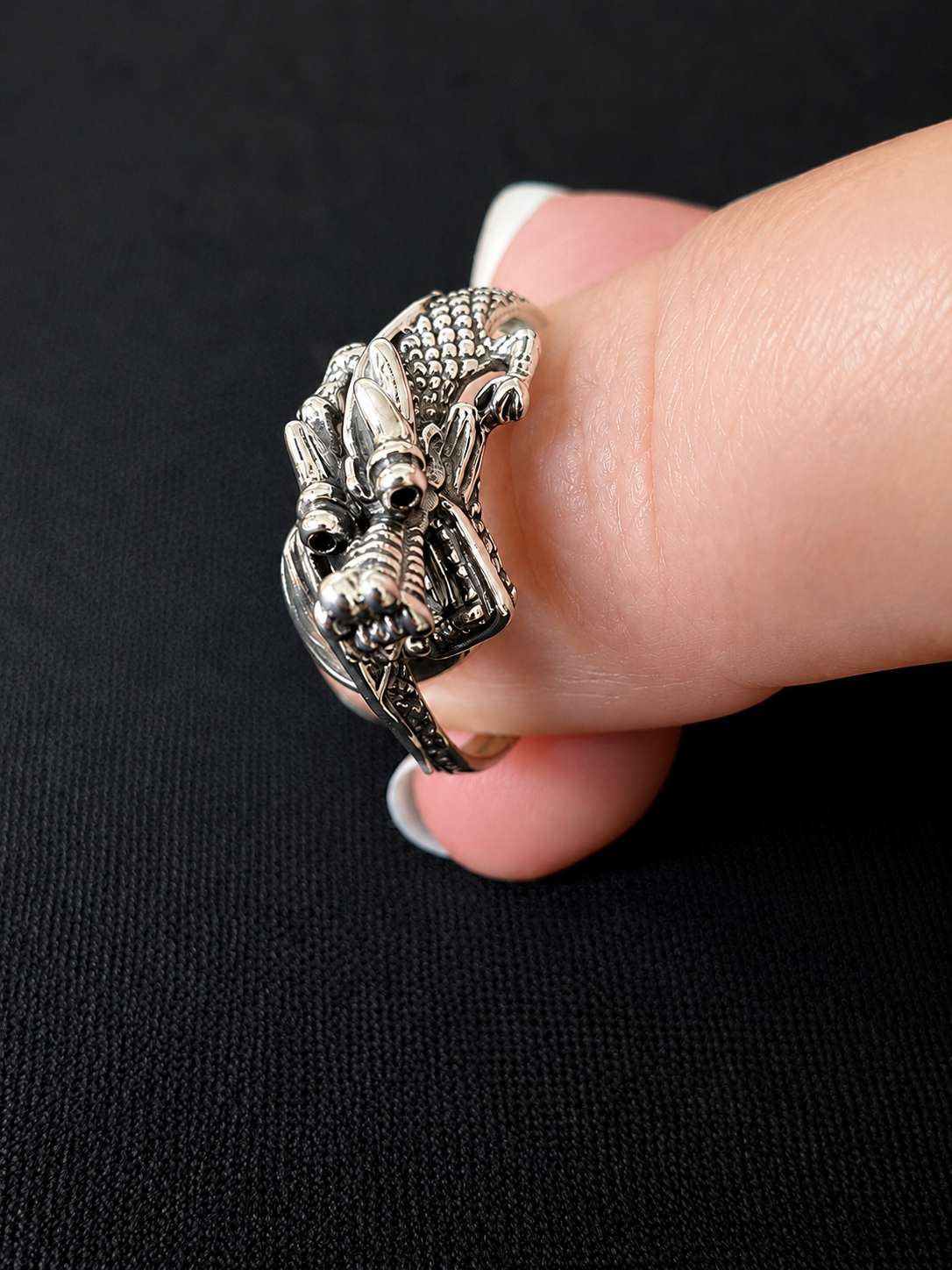 Sterling Silver Dragon Ring