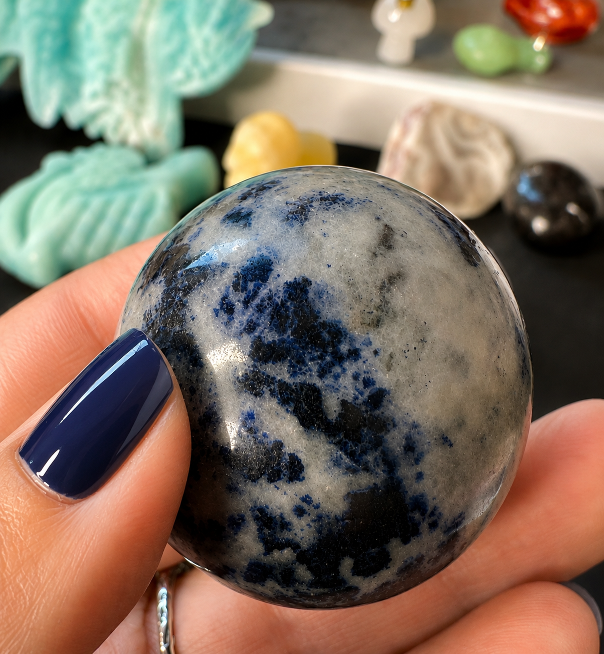 Sodalite Sphere (UV Reactive – Subtle Glow