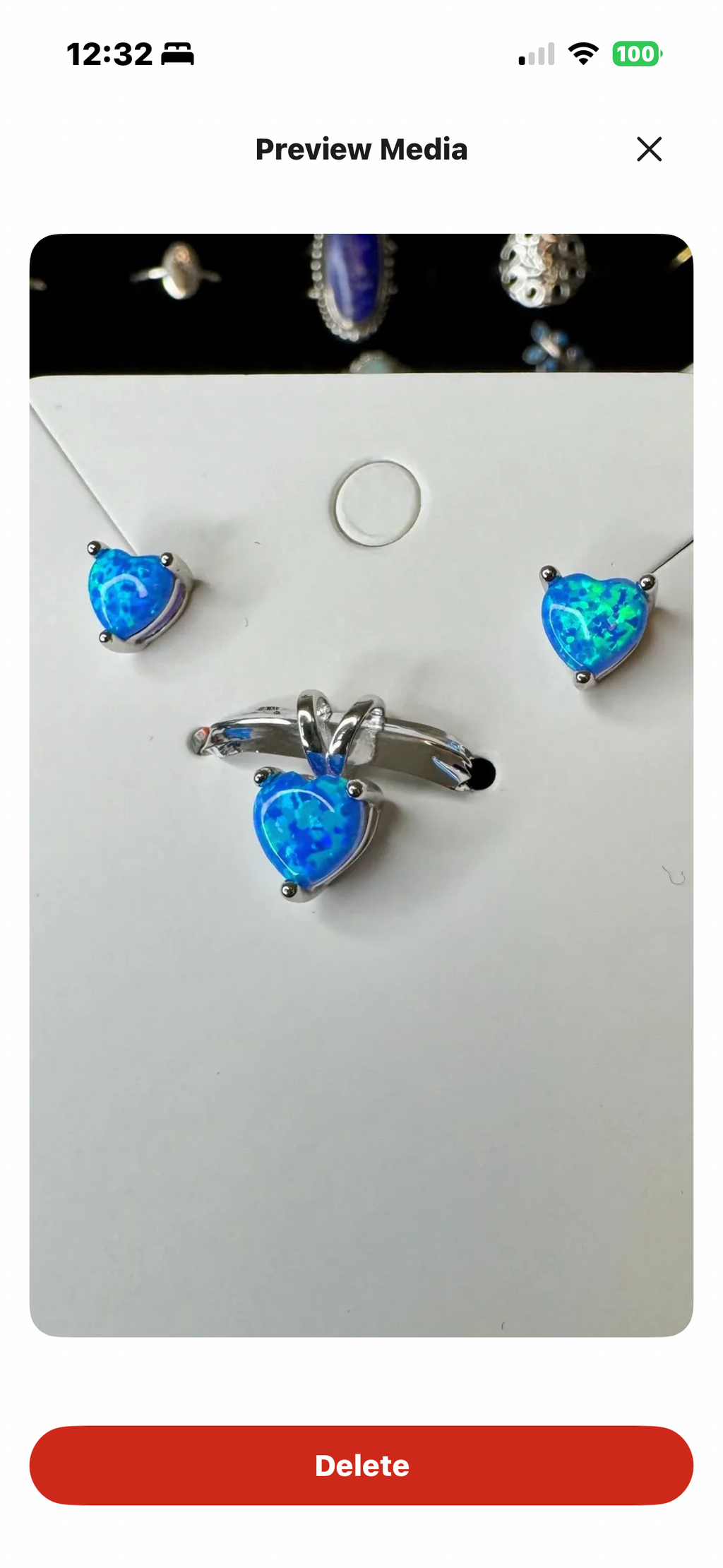 Blue Heart Earrings and Pendant Set