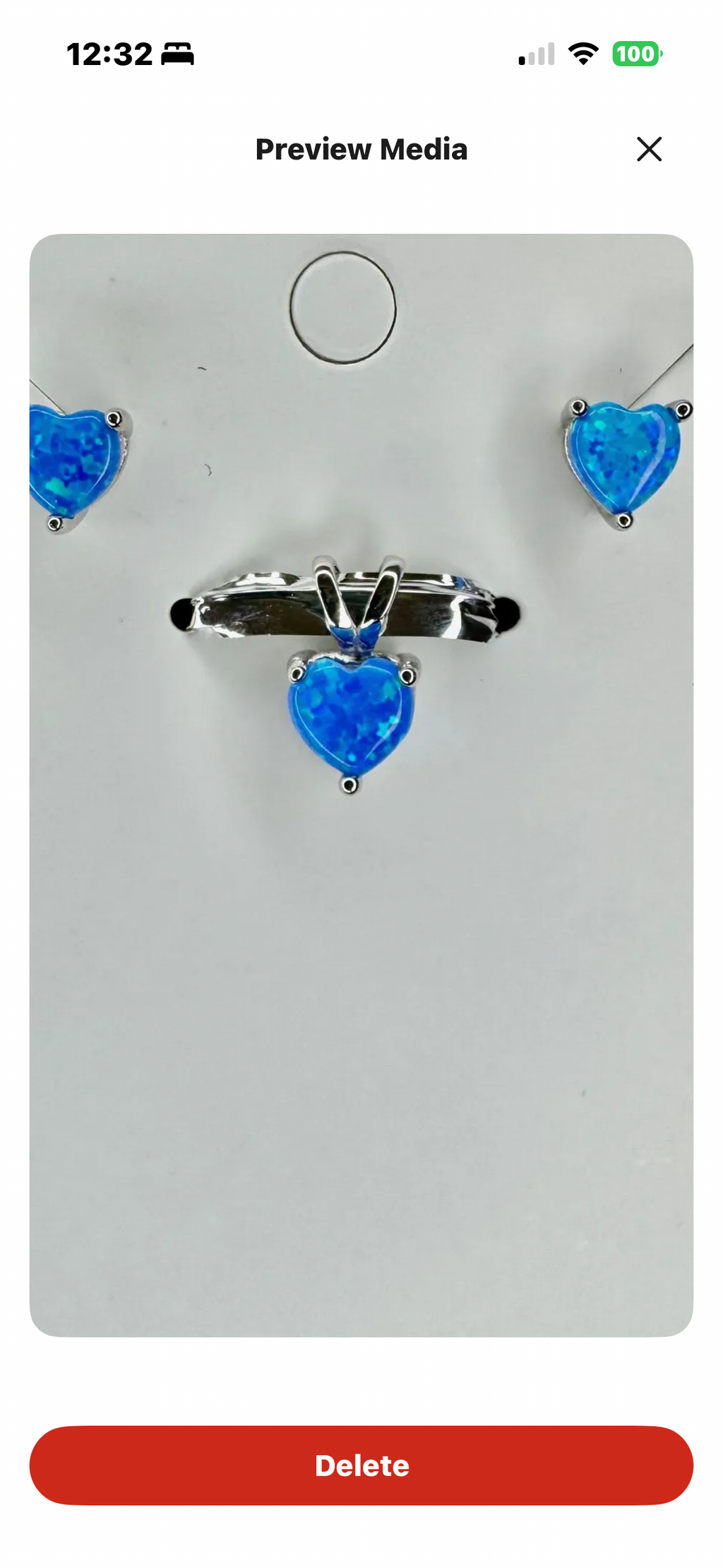 Blue Heart Earrings and Pendant Set