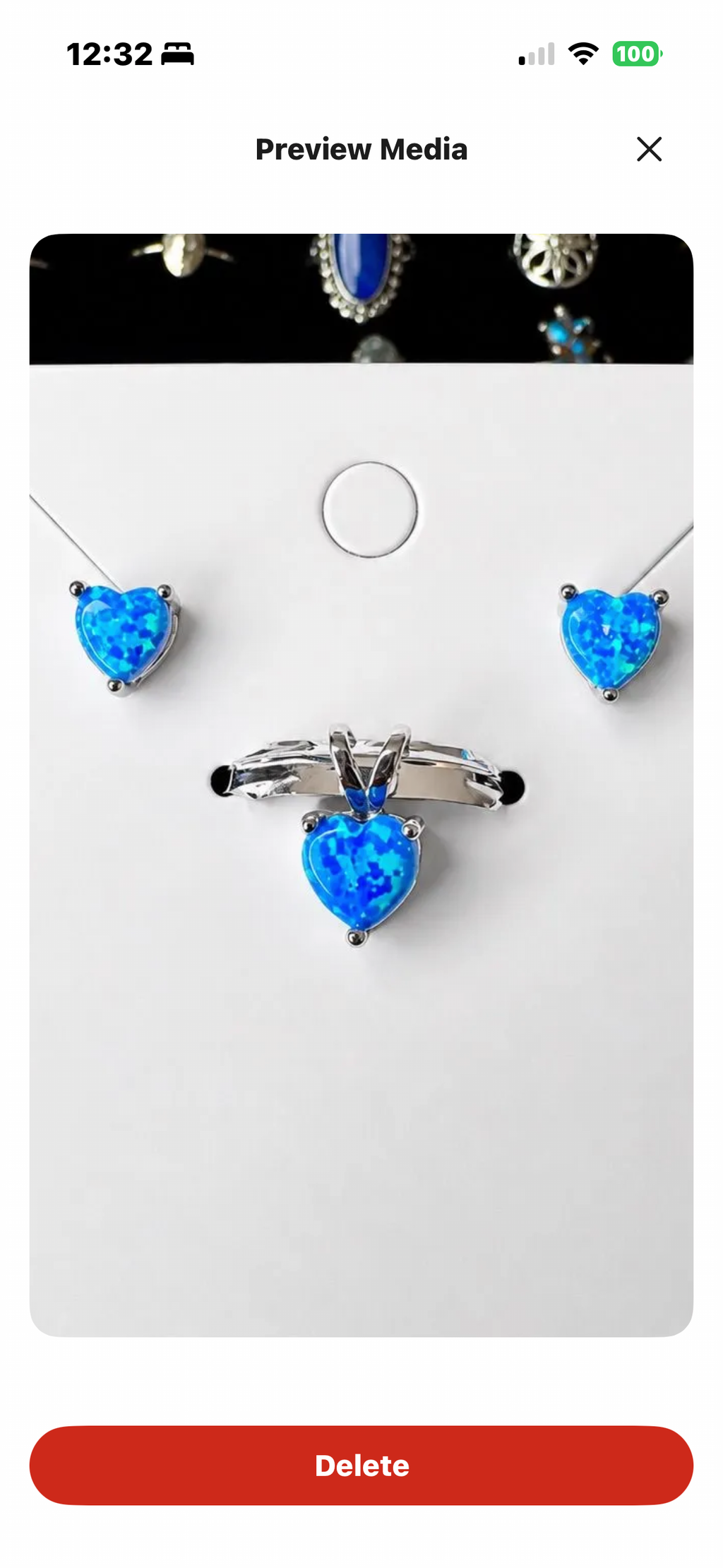 Blue Heart Earrings and Pendant Set