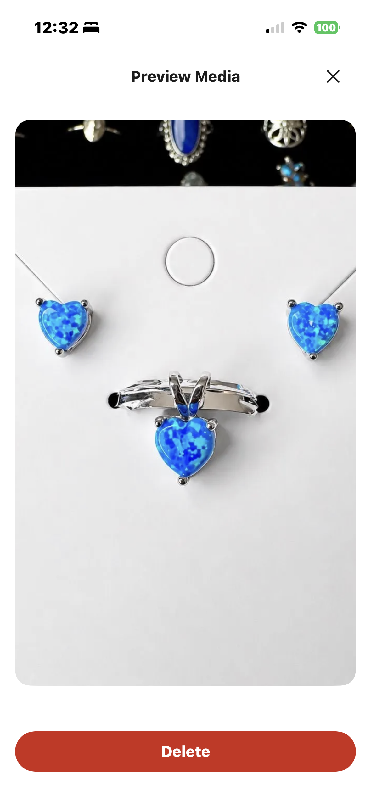 Blue Heart Earrings and Pendant Set