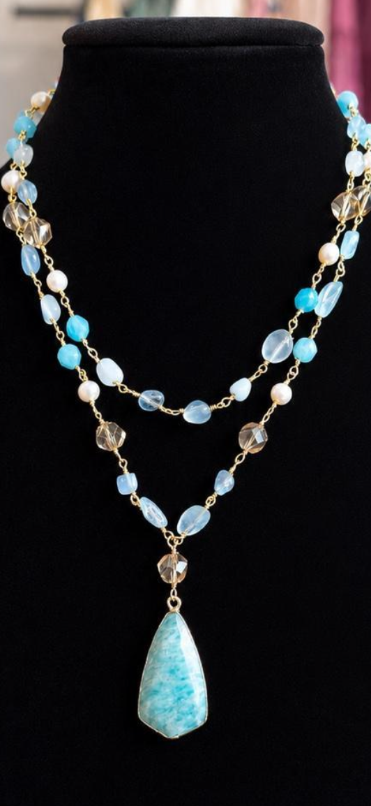Amazonite Pendant Gemstone Necklace