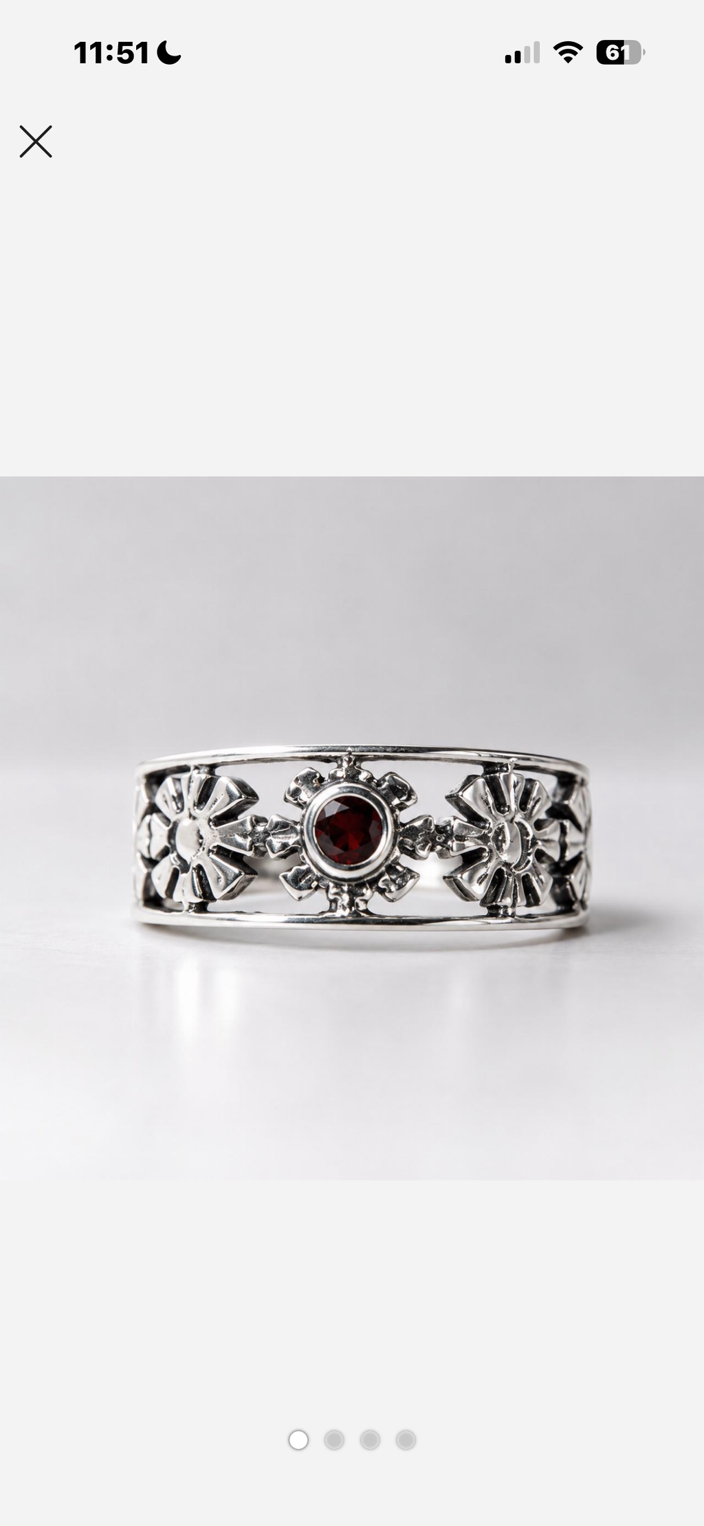 Sterling silver 925 Garnet ring