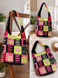 Boho Patchwork Peace & Love Shoulder Bag - Handmade Artisan Tote