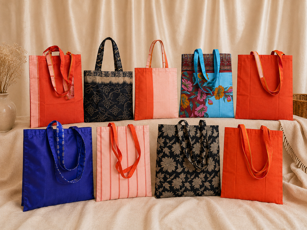 One-of-a-Kind Upcycled Sari Tote Bag/Handcrafted & Sustainable