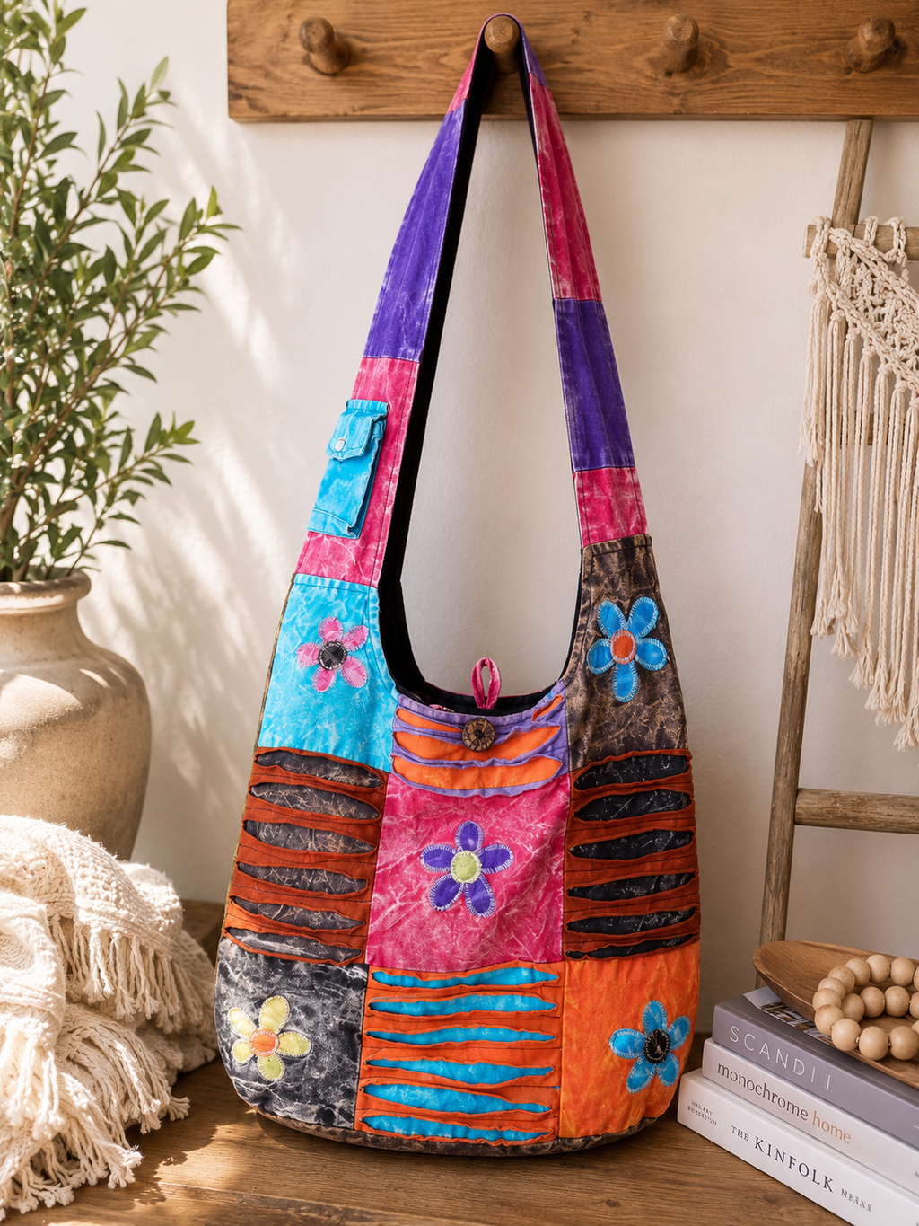 Boho Patchwork Embroidered Large Shoulder Tote Bag