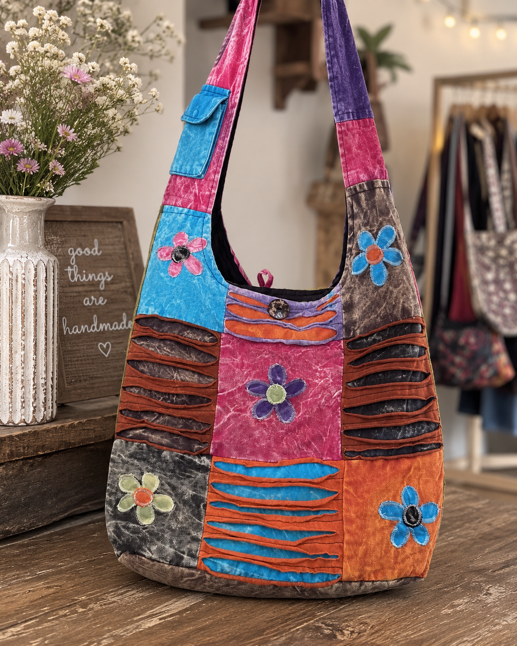 Boho Patchwork Embroidered Large Shoulder Tote Bag
