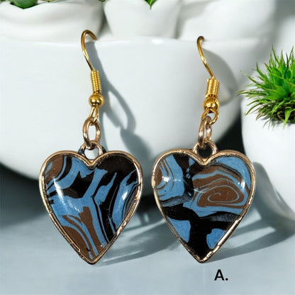 Swirled Heart” Handmade Polymer Clay Earrings