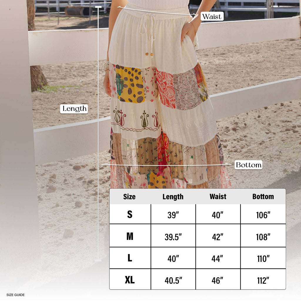 Young Threads - Boho Artisan Tiered Patchwork Wide-Leg Pants