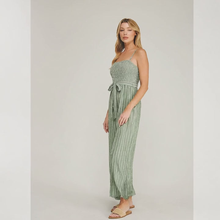 Winslow Collection - COASTAL STRIPE SMOCKED WIDE LEG JUMPSUIT