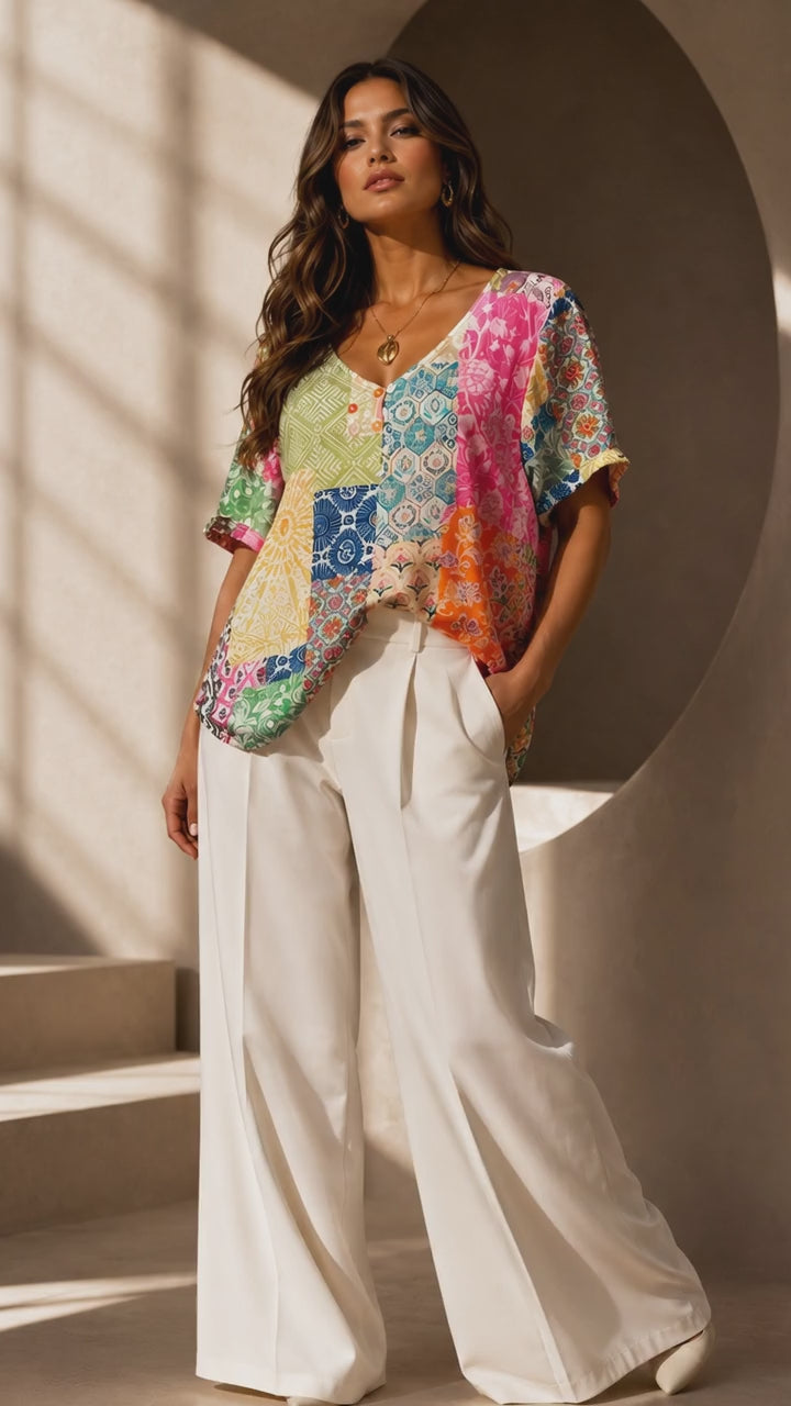 Patchwork inspired T-shirt, extra large